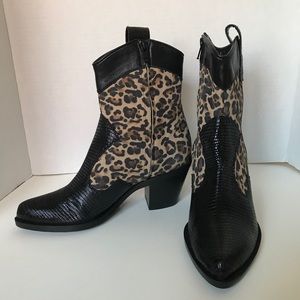 New Alberto Zago Western Boots Black Leopard Boots